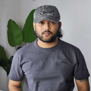 StyleCast x Revolte Embroidered Black Cotton Cap for Men