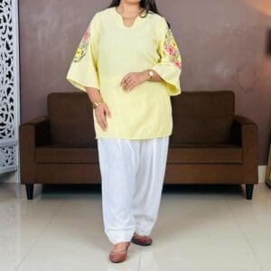 Athena Farshi Floral Embroidered Pure Cotton Kurti with Salwar For Women