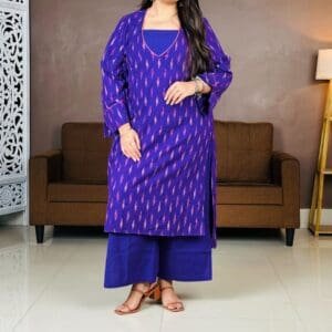 Taavi Woven Design Ikat Kurta With Palazzos For Women