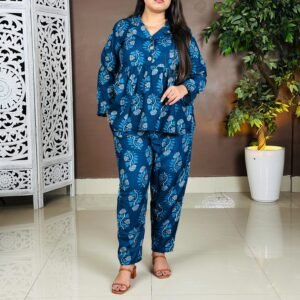 Dinaya Pure Cotton Top Pant Set For Women