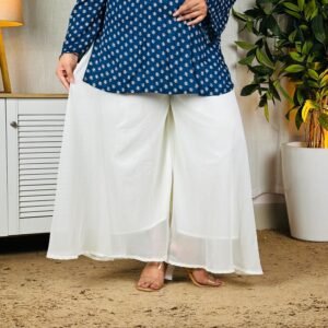 RATAN Georgette Flared Freesize Sharara Palazzo Pant For Women