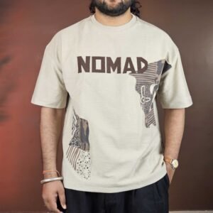 The Souled Store Oversized Textured Beige T-shirts For Men