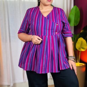 Taavi Pure Cotton Nagri Weaves Wrap Short Kurti