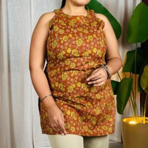 Anouk Halter Neck Backless Pure Cotton Short Kurti For Women