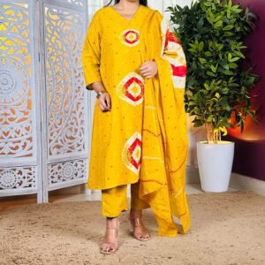 Nermosa Pure Cotton Kurta Pant Dupatta Set For Women