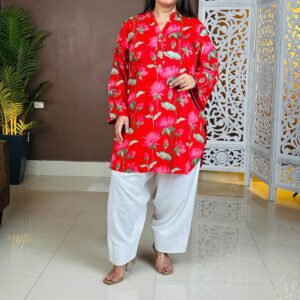 InWeave Floral Printed Pure Cotton Kurta with Patiala For Women