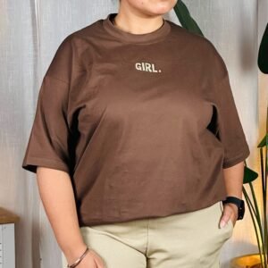 Glitchez Typography Printed Oversized T-shirt For Women