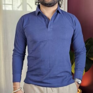 XYXX Solid Full Sleeve Polo Collar T-Shirt For Men