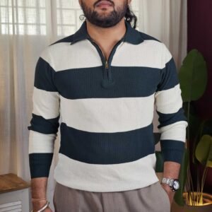 Powerlook Striped Polo Collar Relaxed Fit T-shirt For Men