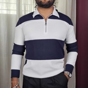 R.Code by The Roadster Life Co. Striped Polo Collar T-shirt For Men