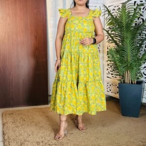 Anayna Printed Maxi Flared Cotton Ethnic Dress For Women