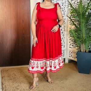 Anayna Cotton Fit & Flared Midi Ethnic Dresses For Women