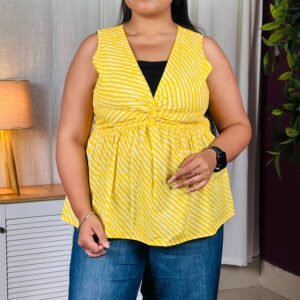 Istyle Can Striped Cotton Peplum Top For Women