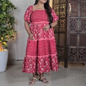 Anayna Attractive Red Floral All in the Details Dress for Women