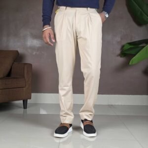 RARE RABBIT Beige Relaxed Fit Plain Trouser for Men