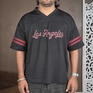 Max Printed V Neck Polyester Black T-Shirt for Men