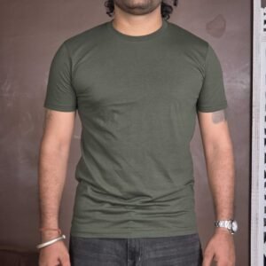 Max Solid Round Neck Polycotton Green T-Shirt for Men