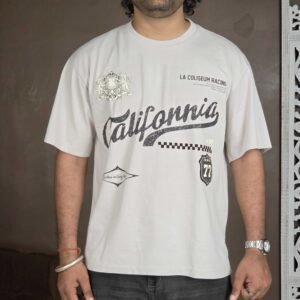 Max Printed Round Neck Pure Cotton Grey T-Shirt for Men