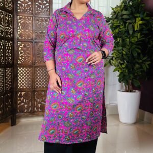 Amazon Brand - Tavasya Floral Printed V-Neck Kurta for Women