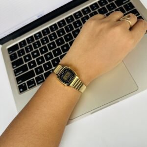 Casio Vintage LA670WGA-1DF Digital Dial Gold Stainless Steel Watch For Women