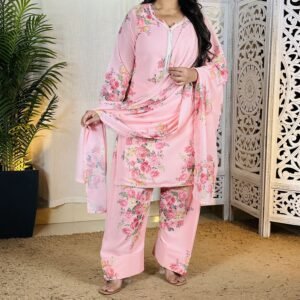 Sajavat Faux Georgette Floral Print Kurta, Salwar & Dupatta Set for Women