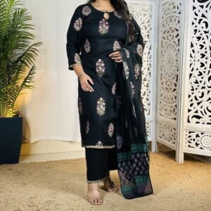 Janasya Viscose Rayon Kurti Pant Dupatta Set for Women