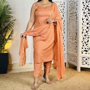 Janasya Viscose Rayon Kurta Pant Dupatta Set for Women