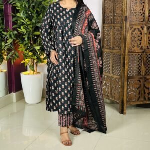 ANNI Designer Anarkali Kurta Set with Pant and Dupatta for Women