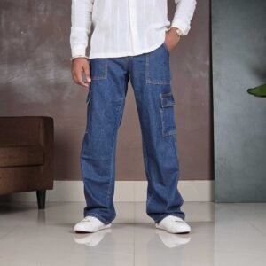 HERE&NOW Baggy Fit Light Fade Pure Cotton Jeans for Men