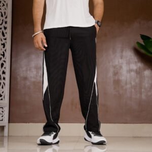 VEXUA Striped Black Track Pant for Men