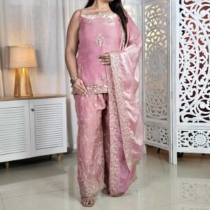 ELIINDRA Ethnic Motifs Embroidered Kurti with Sharara & With Dupatta for Women