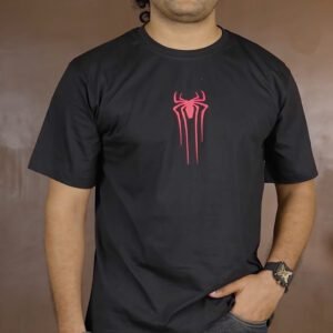 VEIRDO Marvel Spiderman Printed Cotton Oversized T-shirt for Men