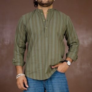 Here & Now Striped Daily Cotton Straight Kurta