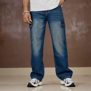 Off Duty India Mid-Rise Light Fade Cargo Jeans for Men