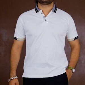 Lyphy Striped Polo Neck Polycotton T-shirt for Men