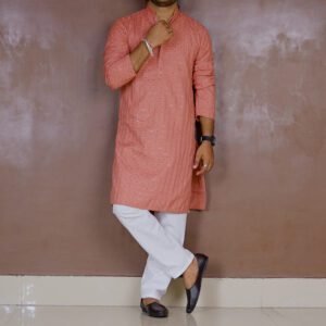 Anouk Embroidered Regular Chikankari Kurta with Pyjamas for Men