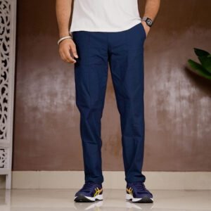 TECHNOSPORT Solid Navy Blue Track Pant for Men