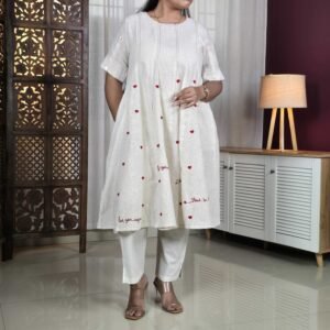 Sangria Embroidered Pure Cotton Kurta & Trousers for Women