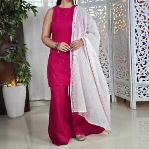 FIORRA Embroidered Cotton Kurta Set with Dupatta for Women