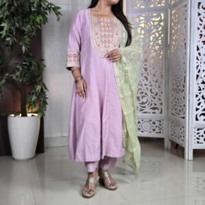 Amazon Brand - Myx Embroidered Anarkali Kurta Set with Dupatta for Women