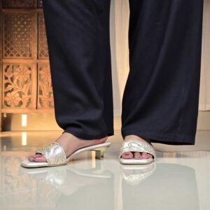 Mochi Kitten Heel Slip-on Ethnic Sandal for Women