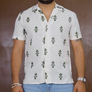 VASTRADO Embroidered Pure Cotton Shirt for Men
