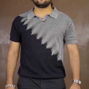 Powerlook Self Design Polo Collar Cotton T-shirt for Men