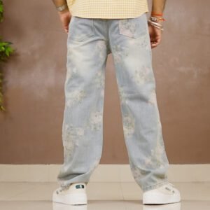 StyleCast Wide Leg Floral Printed Jeans for Men