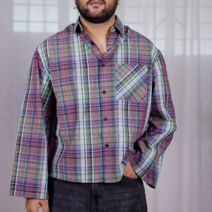 VASTRADO Multi Stripe Fusion Checks Cuffless Shirt for Men