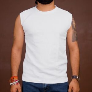 GRECIILOOKS Jacquard Lycra Sleeveless Tank Top for Men