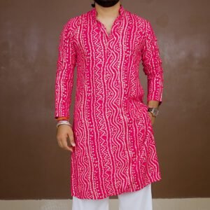 VASTRAMAY Bandhani Printed Straight Kurta for Men
