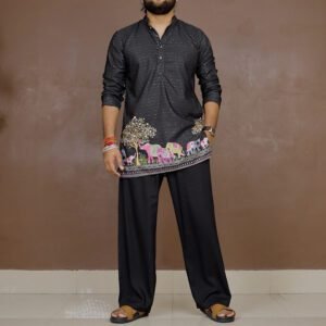 Anouk Embroidered Thread Work Kurta with Trousers for Men