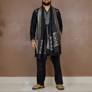 House of Pataudi Yoke Detailing Kurta With Bottom And Attractive Dupatta for Men