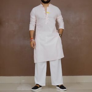 See Designs Mirror Worked Cotton Straight Kurta With Flare Pyjama for Men